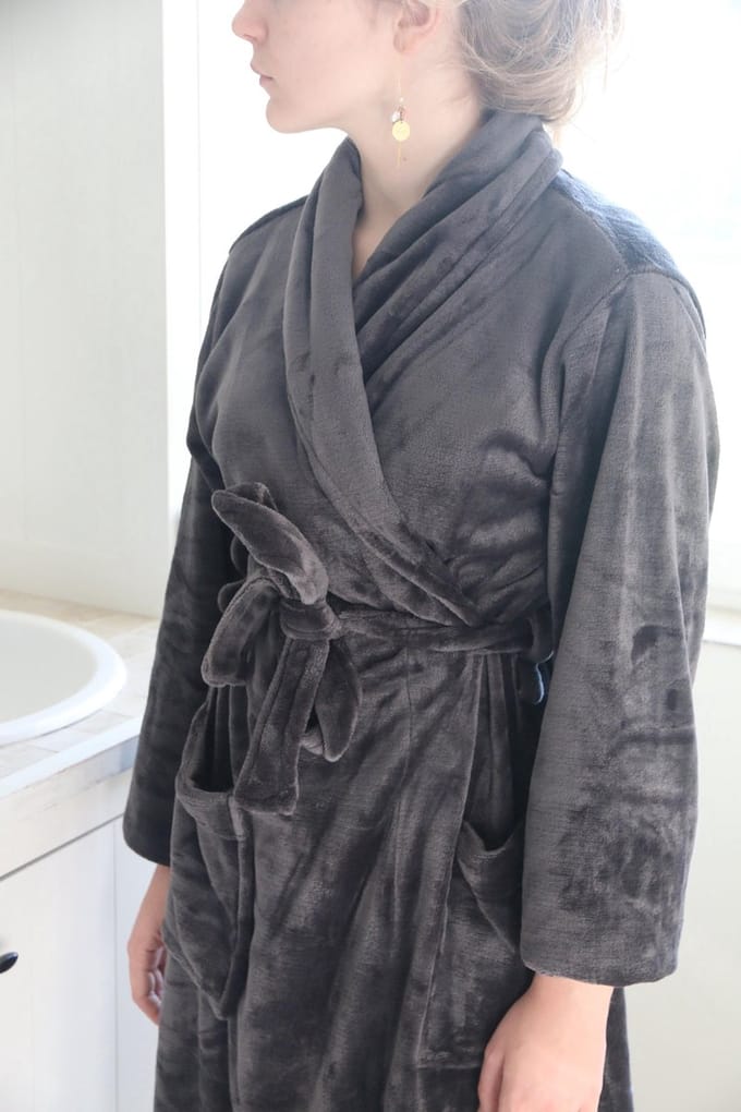 Badjas - Kamerjas - Fleece - Kleur Souris - Maat M/L