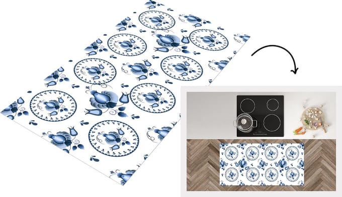Keukenloper - Loper keuken - Patroon - Folklore - Tulp - 120x60 cm - Keukenloper vinyl