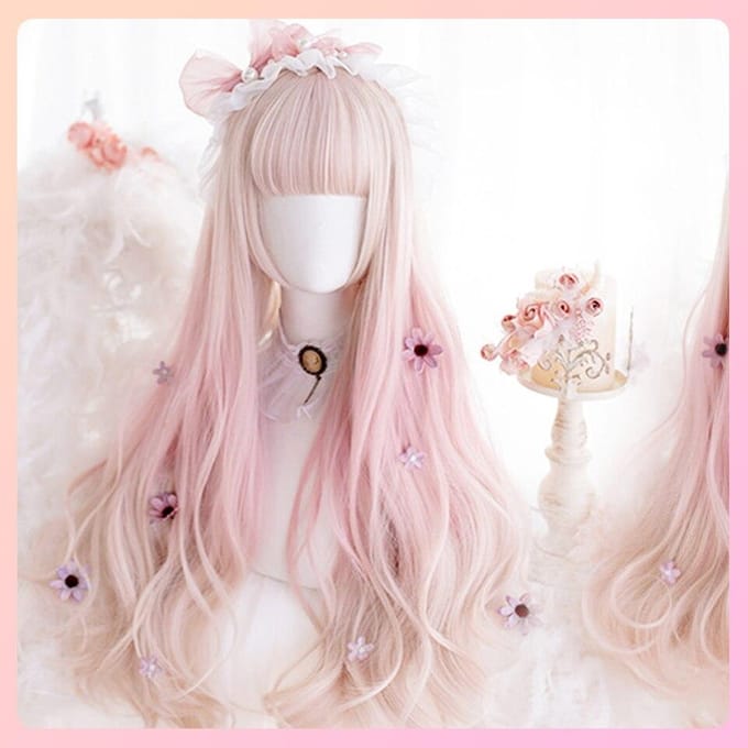 Golfgradiëntkleur Pruik Roze Pony Hittebestendige Synthetische Golfhaar Pruik Cosplay roze
