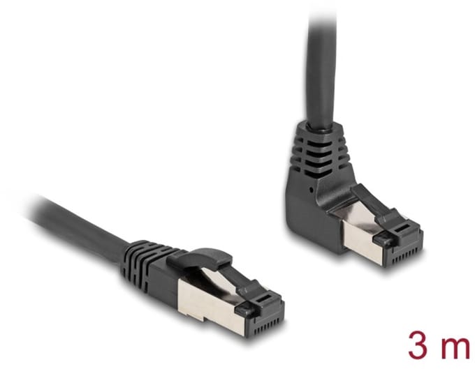 Delock RJ45 Network Cable Cat.8.1 S/FTP 90° upwards angled / straight 3 m black