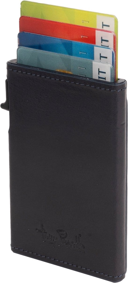 Tony Perotti Furbo Leren RFID Pasjeshouder Slim met buitenvak - Blauw
