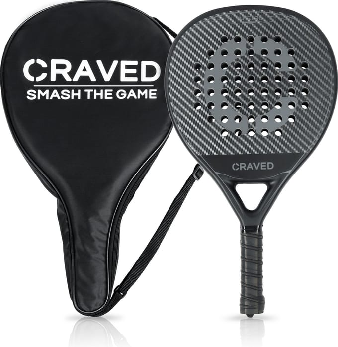 Craved Padel Racket Elite Pro - Inclusief padeltas - Carbon - Zwart