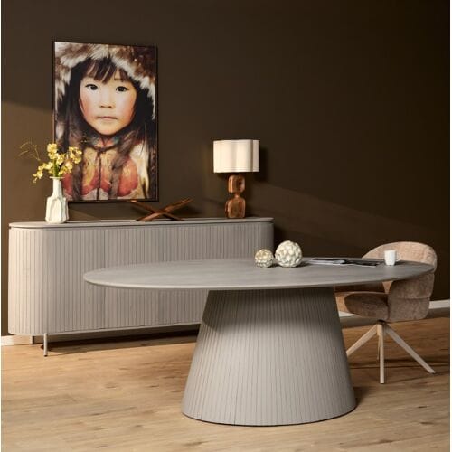 StarFurn Eettafel Solana - Ovaal Taupe Hout - 210x110x76cm