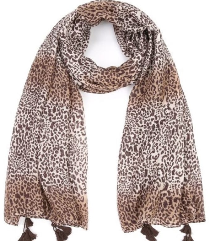 Sjaal panterprint bruin - Shawl leopard brown beige - cadeau - moeder dochter - viscose - 90x180