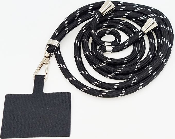 Universele verstelbare telefoonkoord - zwart / zilver- 150 cm