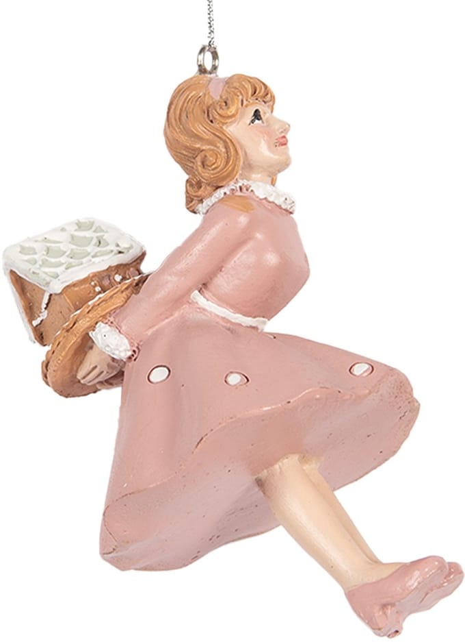 Clayre & Eef Kersthanger Meisje 10 cm Roze Kunststof