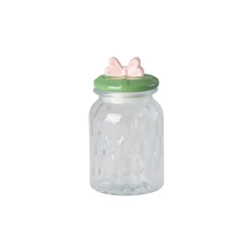 Rice glazen pot met strik, medium