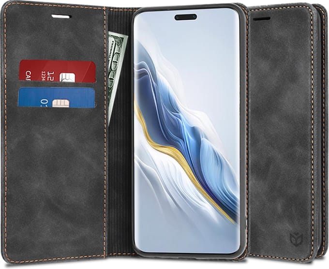 Hoesje geschikt voor HONOR Magic6 Pro - Techsuit Confy Book Wallet Case - Zwart