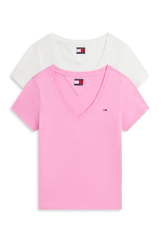 Tommy Hilfiger 2-pack V-neck Tee Ecru/pink Daisy Größe: M | Hemden Outlet | Damen | Braun