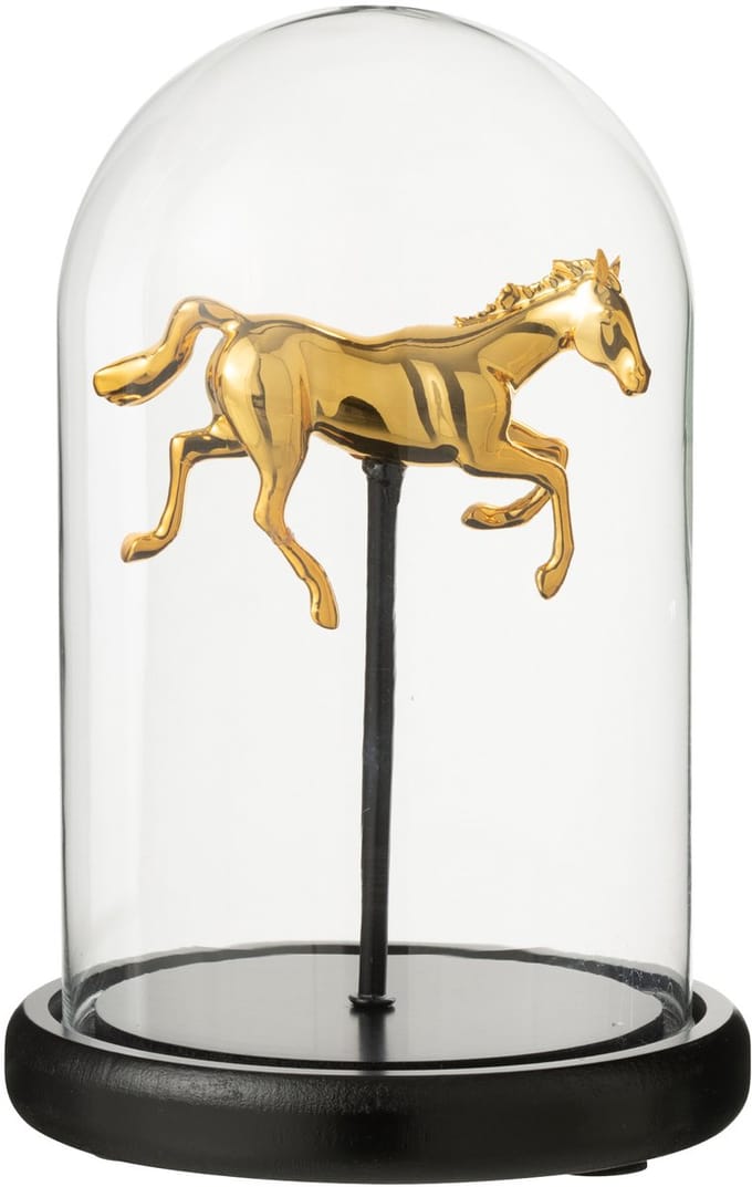 J-Line Decoratieve stolp Paard - glas - goud/zwart - small