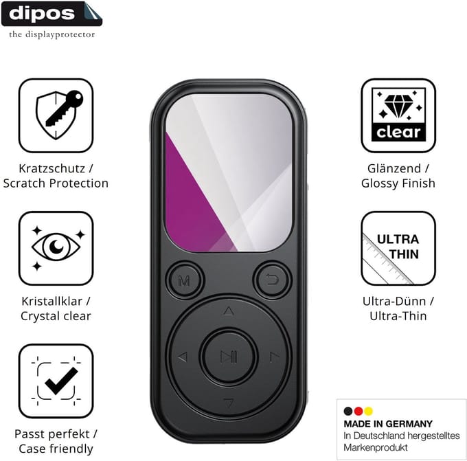 dipos – 4x Beschermfolie geschikt voor RWSRW MP3-H01 | Krasbestendige & heldere Screenprotector Ultra-Thin