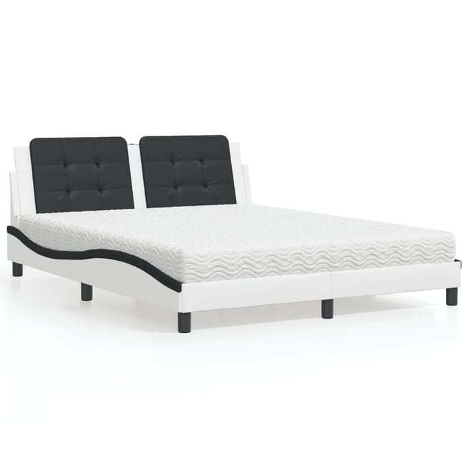 vidaXL - Bed - met - matras - Zadar - kunstleer - wit - en - zwart - 160x200 - cm