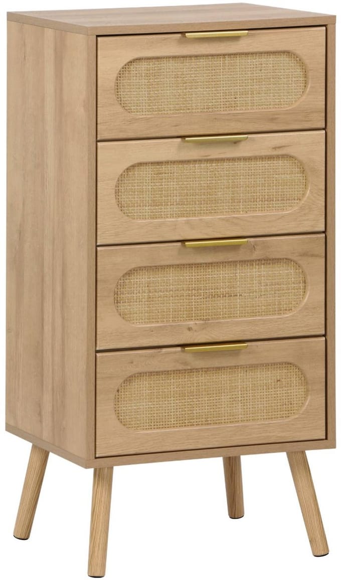 sweeek - Ladekast 4 lades houtlook en rotan 48cm - eva