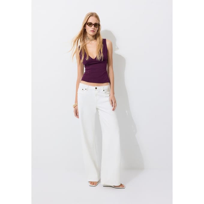Stradivarius Getailleerde top met brede bandjes  Purper M