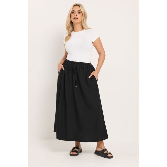 Yours Zwarte Linnen Maxirok Size 48