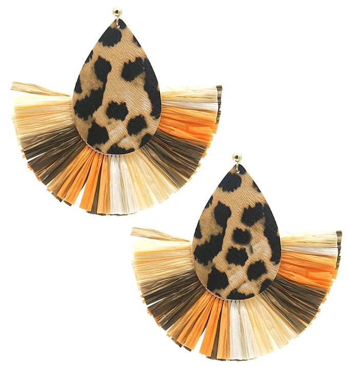 Oorbellen Druppel - Oorhangers - 8x8 cm - Panter