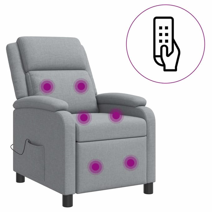 vidaXL - Massage - Relaxstoel - Lichtgrijs - Stof