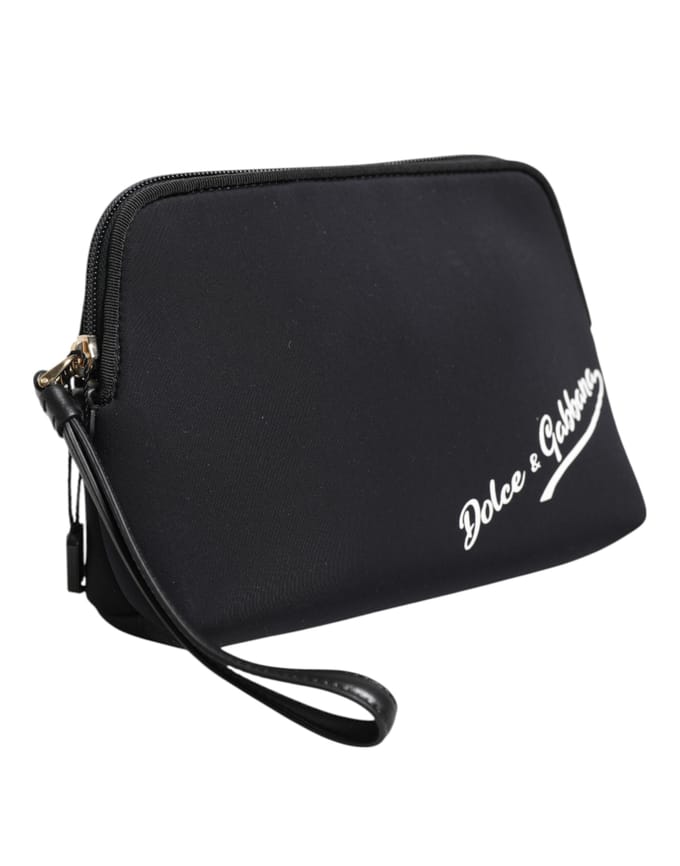 Zwarte Solide Nylon DG LogoPrint Clutch Zip Borse Pouch Tas