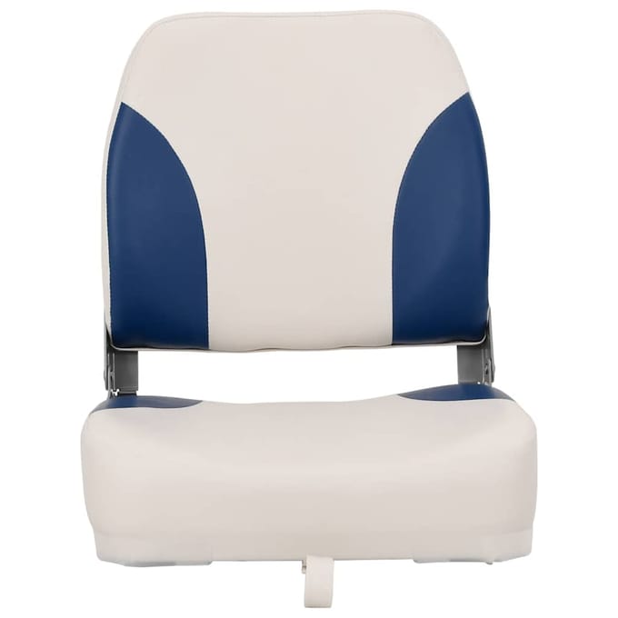 vidaXL - Bootstoel - 1 - set - met - blauw-witte - kussens - inklapbaar