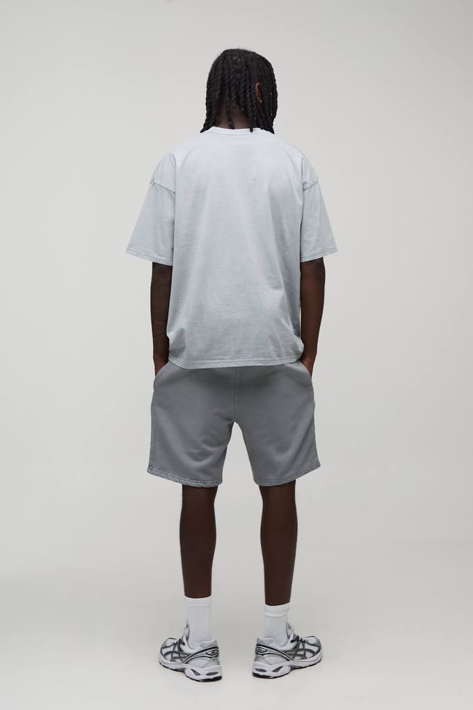 Essentiële Gewassen Relaxed Fit Short | Washed Grey | Size Medium