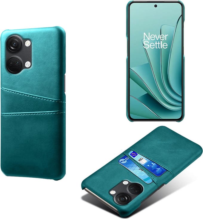 Back Cover met Opbergvakjes + Glas Screenprotector voor OnePlus Nord 3 _ Groen