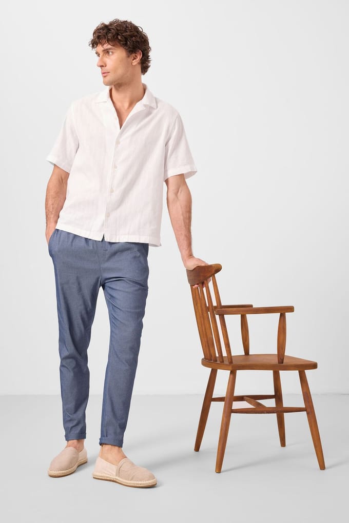 Heren Chino's met rechte pijpen van gabardine