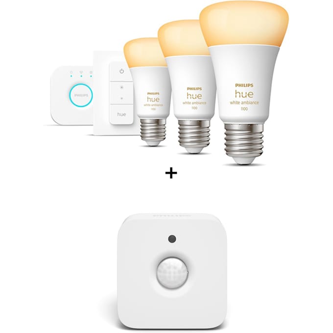 Philips Hue Starterkit - Warm Tot Koelwit Licht - 3 Lampen - E27 - 1100lm - 1 Dimmer Switch