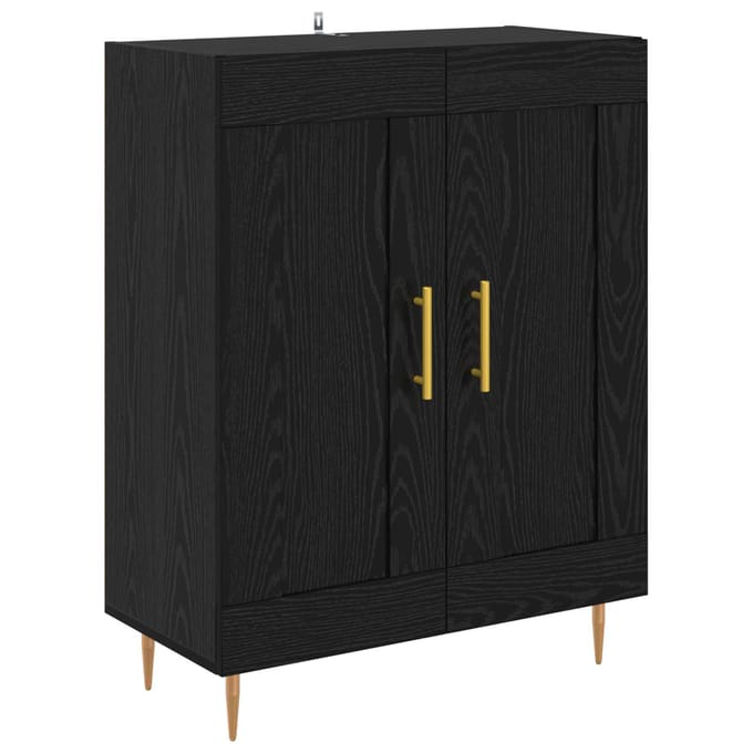 vidaXL Dressoir Zwart Eiken 69,5 x 34 x 90 cm Gemonteerd hout en ijzer