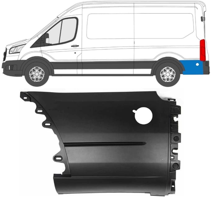 Zijlijst sierlijst achterspatbord voor Ford Transit 2014- / Links