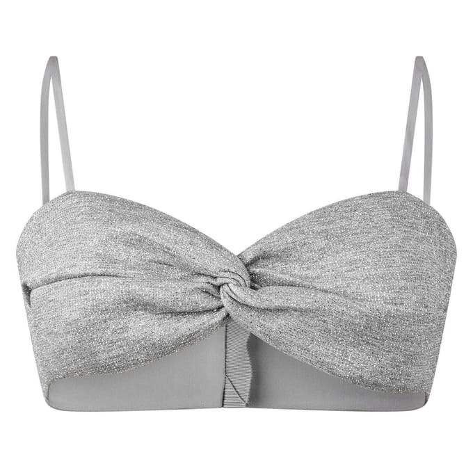 Off White Glitterende cropped tube top voor dames (Zilver)