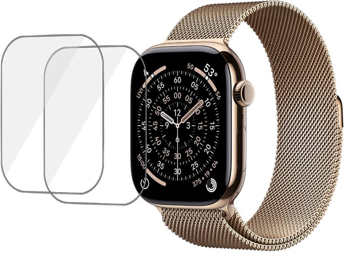 2x Folie Screenprotector Geschikt voor Apple Watch 46mm - Screenprotector - Beschermglas Folie