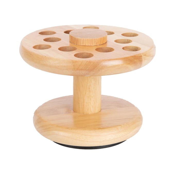 Draaibaar opbergrek van rubberhout Kappersschaar- en kamorganizer Multifunctionele opbergruimte beige