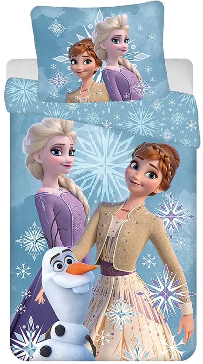 Frozen peuterdekbedovertrek white Snowflake - 100 x 135 cm - Katoen