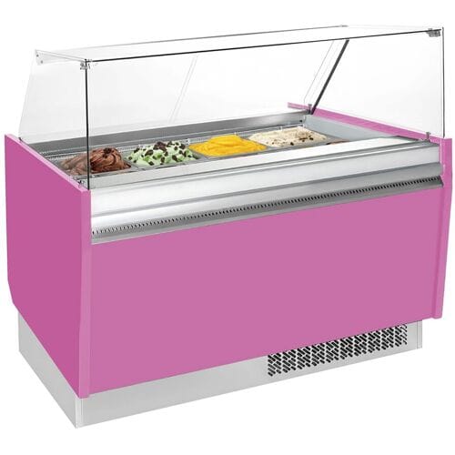 GGM Gastro Eistheke LIAM - 1560mm - Statisch - für 13+13x 5 Liter Eisbehälter - Pink Roze