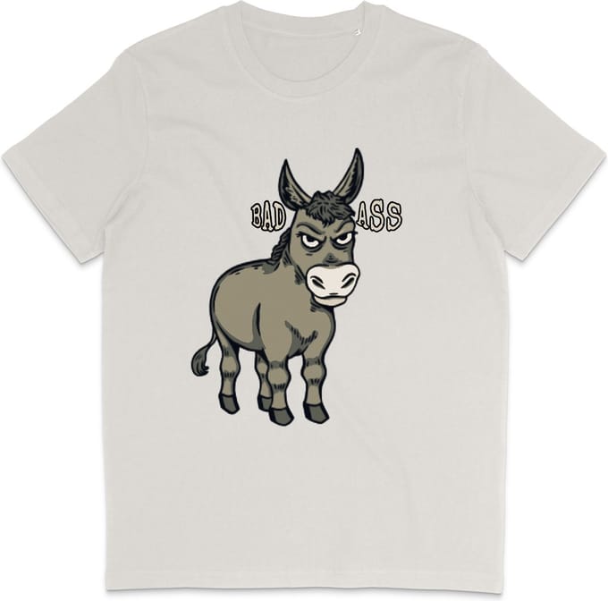 Grappig Heren Dames T Shirt - Badass Ezel - Vintage Wit - M