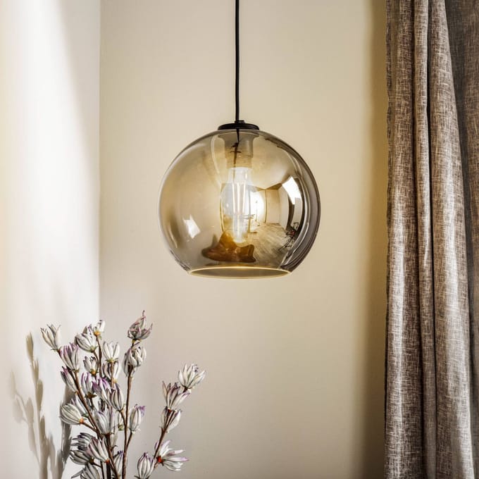 Nowodvorski Lighting Hanglamp Polaris, spiegelend glas, rookkleurig