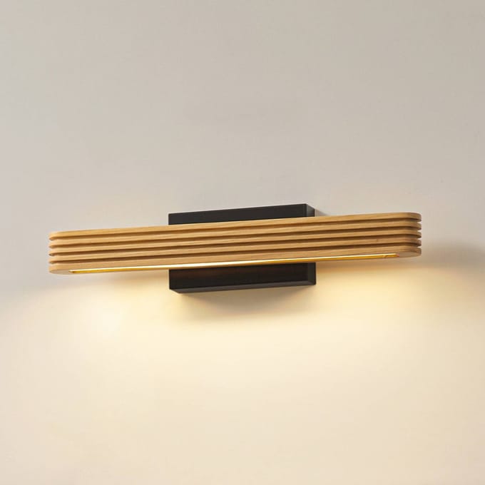 Lucande LED wandlamp Lieske, 40 cm, hout, zwart