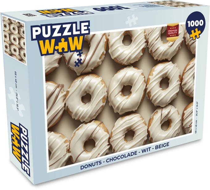 Puzzel Donuts - Chocolade - Wit - Beige - Legpuzzel - Puzzel 1000 stukjes volwassenen