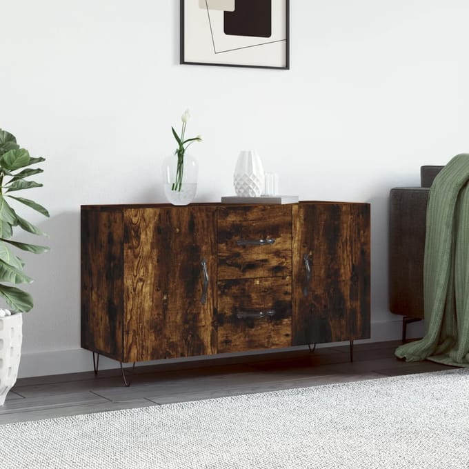 vidaXL - Dressoir - 100x36x60 - cm - bewerkt - hout - gerookt - eikenkleurig