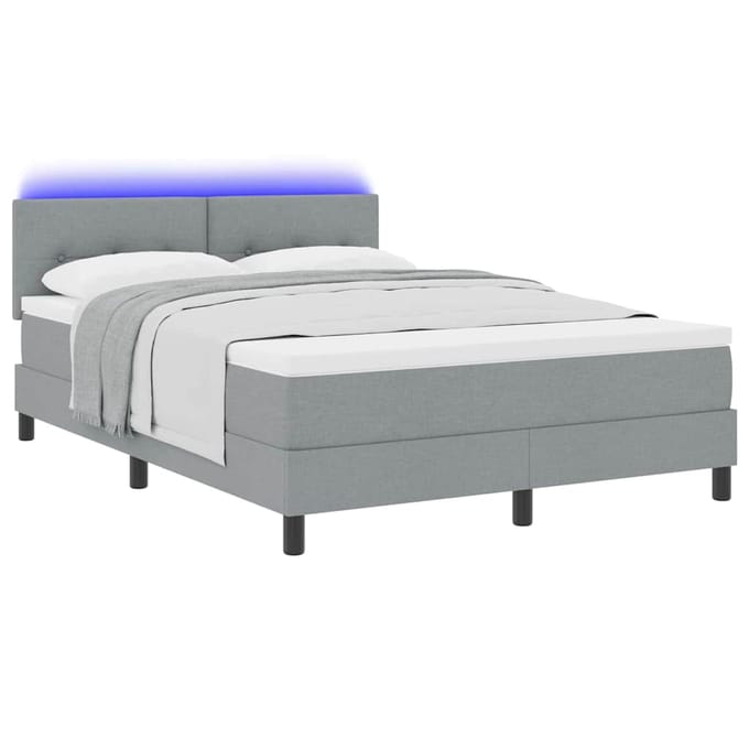 vidaXL - Boxspring - bed - met - hoofdeinde - Lichtgrijs - 140 - x - 200 - cm - Stof