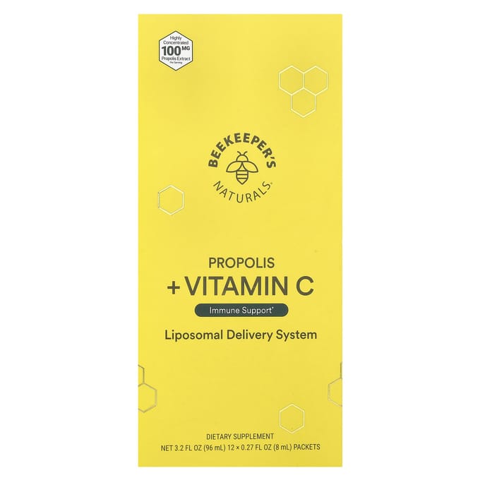 Beekeeper's Naturals, Propolis + Vitamine C, 12 verpakkingen, 8 ml (0,27 fl oz) elk