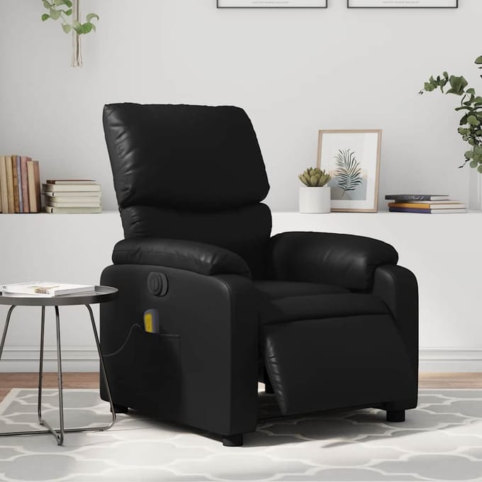 vidaXL - Massagestoel - verstelbaar - elektrisch - kunstleer - zwart