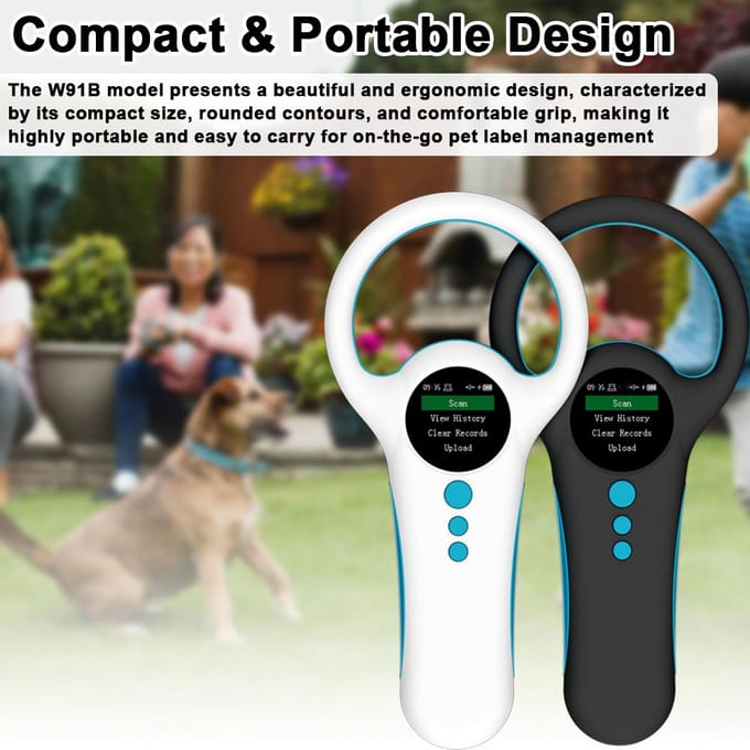 Draagbare draagbare dierenchipscanner 1,4 inch TFT LCD-scherm Chiplezer Oplaadbare dierentags 0 zwart