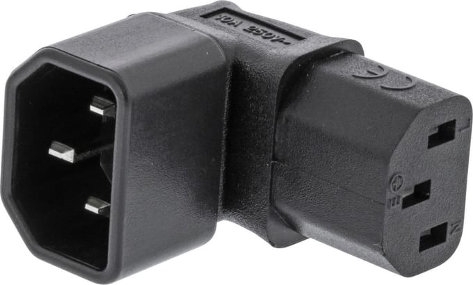 C14 - C13 Adapter - Haaks Omhoog/Omlaag - Zwart