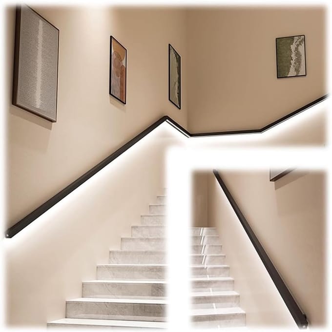 Trapleuning met LED - Verlichte Handgreep - Veiligheid Binnen - Met Lichaamssensor - 120 cm - Mat Zwart