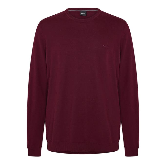 Boss Heren Crew Neck Regular Sweatshirt met lange mouwen (Donkerrood)