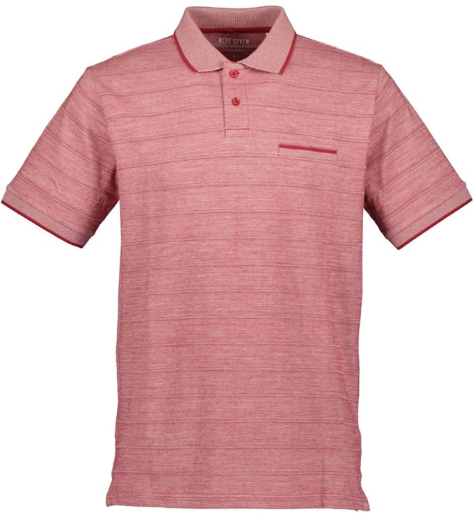 Blue Seven - Polo 321174 rood gemeleerd KM borstzak - maat M