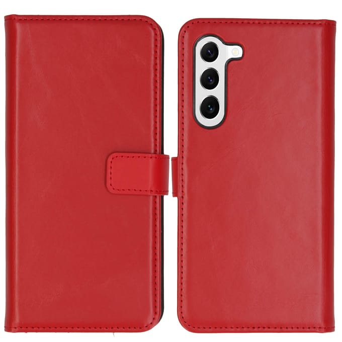 Selencia Hoesje - Geschikt voor Samsung Galaxy S23 - Echt Lederen Bookcase - Rood