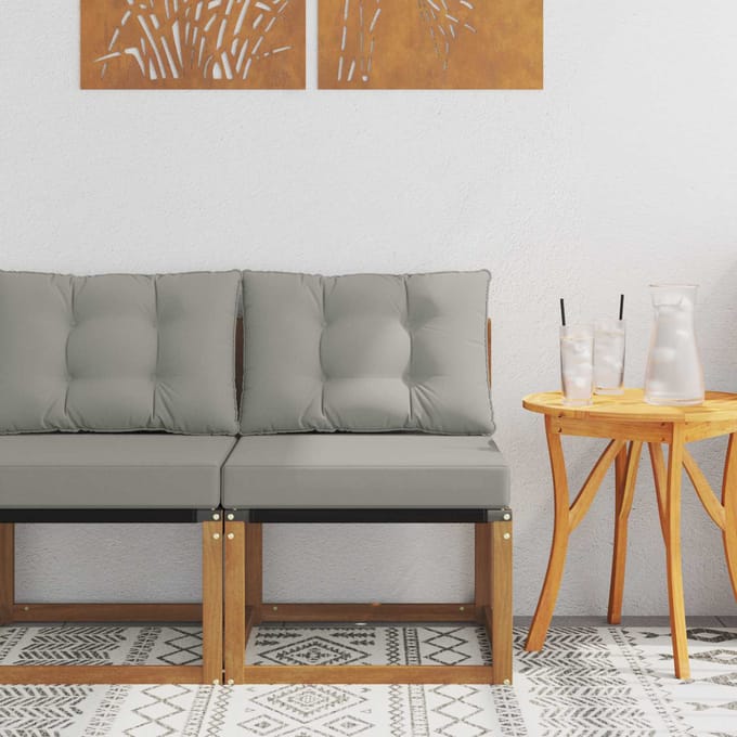 vidaXL - Buiten - Middelste - sofa - Massief - acaciahout - en - Textilene-stof