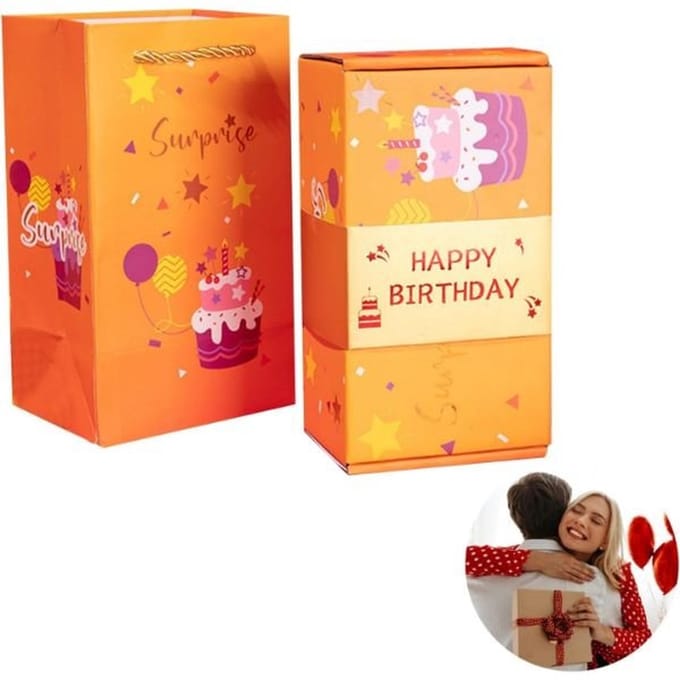 Jojoy - Geschenkdoos - Explosion Box - Jack in the Box - Cadeaudoos - Verjaardagscadeau - Kerstcadeau - Geel - CASHMAS